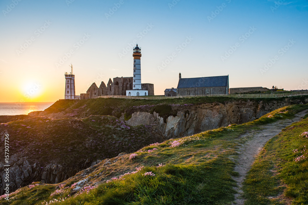 Abbey ruin and lighthouse, Pointe de Saint-Mathieu, Brittany, France Abbey ruin and lighthouse, Pointe de Saint-Mathieu, Brittany, France