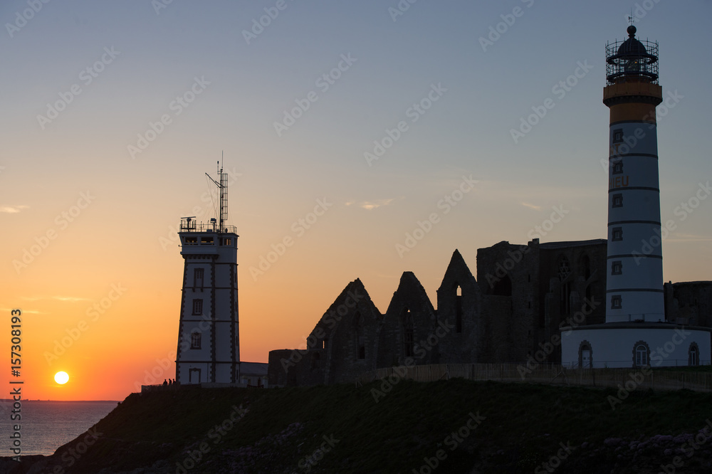 Sunset lighthouse, Pointe de Saint-Mathieu, Brittany, France