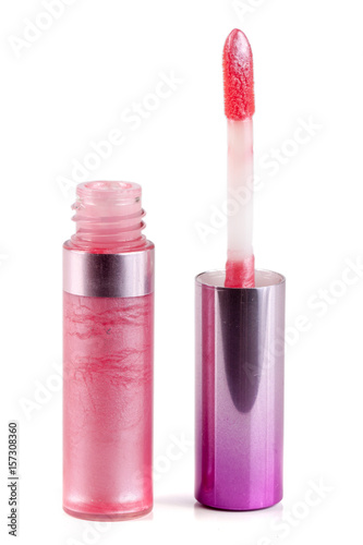 Tableau sur toile pink lip gloss isolated on white background