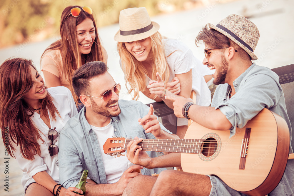 Fototapeta premium Group of young people having fun
