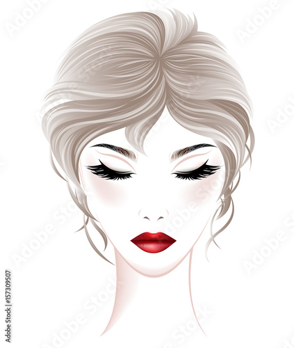 women shot hair style and make up face on white background, vector