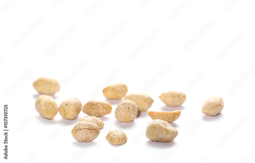 pile salted fried peanut isolated on white pile salted fried peanut isolated on white