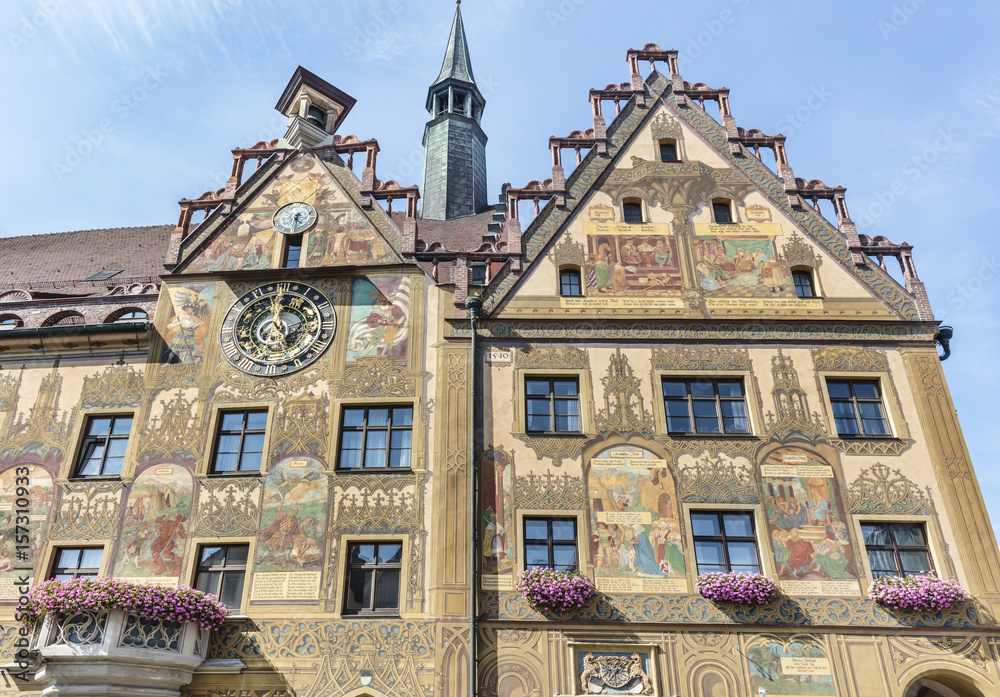 Fototapeta premium Astronomical clock and murals on the city hall