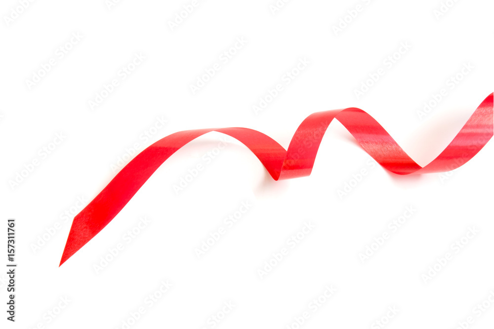 the spiral red ribbon isolated on white background. the spiral red ribbon isolated on white background.