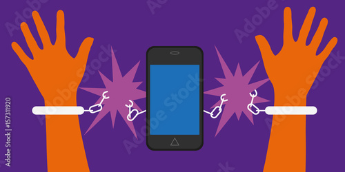 Smartphone - portable - menotte - addiction - liberté - addictif - libre -  libéré