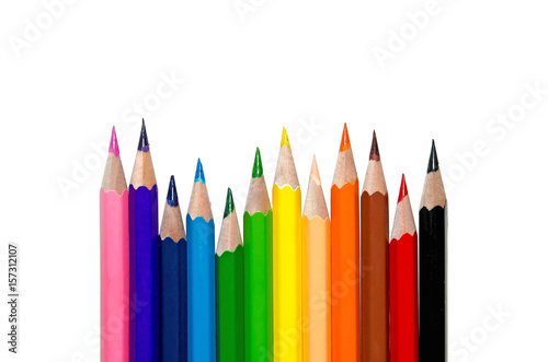 Color pencil on white background for isolate the background