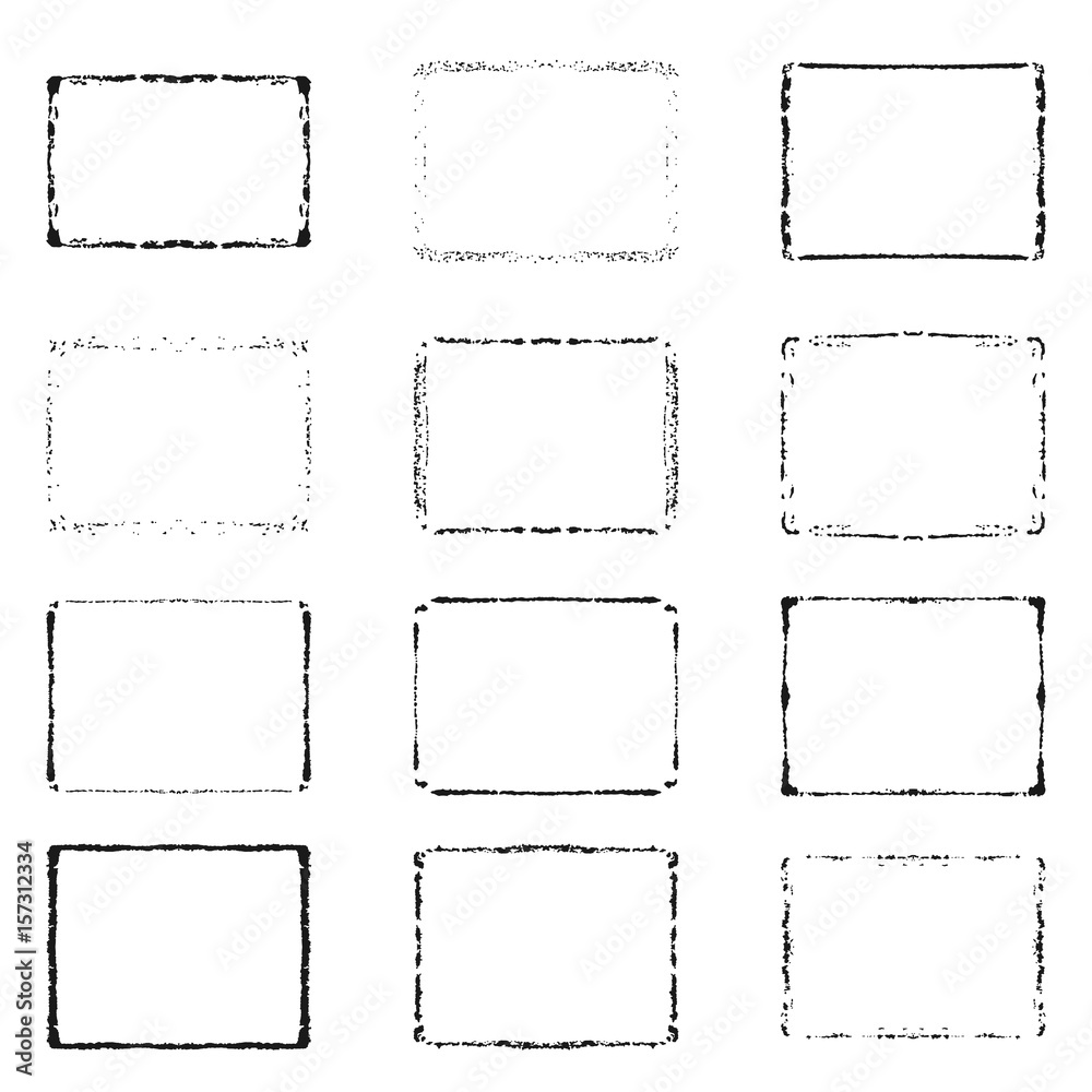 Vector set of black frames. Grunge style design Vector set of black frames. Grunge style design