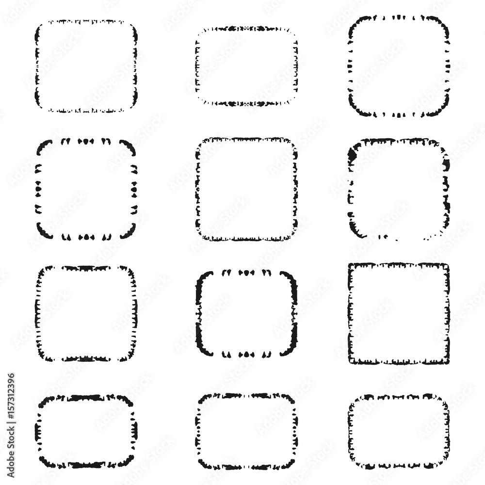 Vector set of black frames. Grunge style design Vector set of black frames. Grunge style design