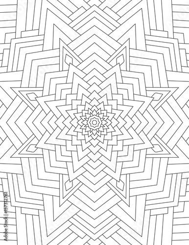 Page coloring book for adults mandala drawn with black lines on