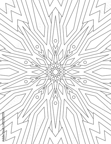 Page coloring book for adults mandala drawn with black lines on