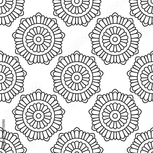 Seamless pattern with abstract floral pattern on white