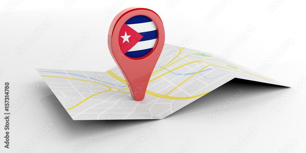 Cuba map pointer on white background. 3d illustration Cuba map pointer on white background. 3d illustration