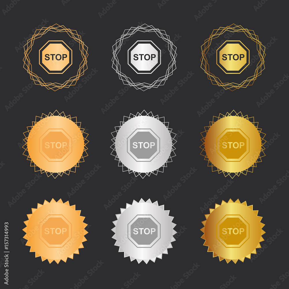 Stop Stoppschild - Bronze, Silber, Gold Medaillen Stop Stoppschild - Bronze, Silber, Gold Medaillen