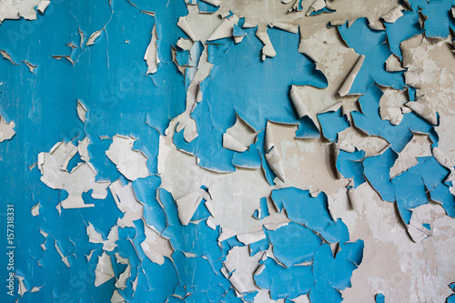 Fototapeta Naklejka Na Ścianę i Meble -  blue peeling paint texture