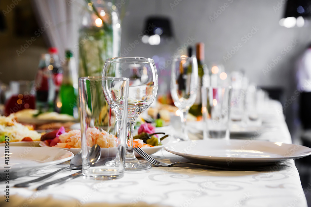 Served table in restaurant Served table in restaurant