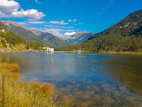 Beautiful landscape of a lake between mountains near Ainsa, Spain