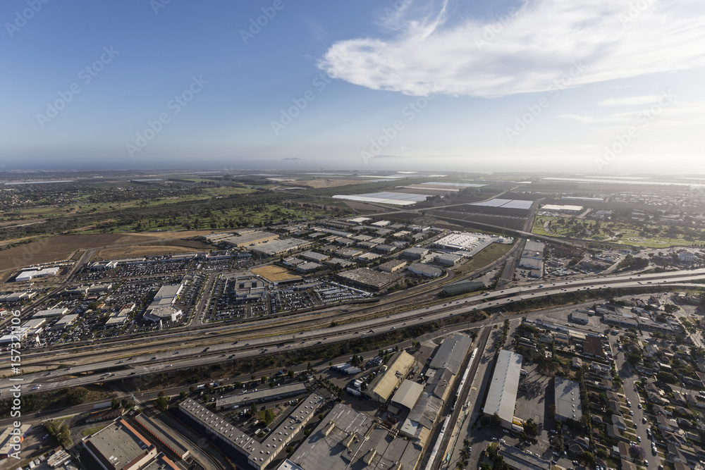 Aerial view of the Ventura 101 Freeway in Oxnard, California.  