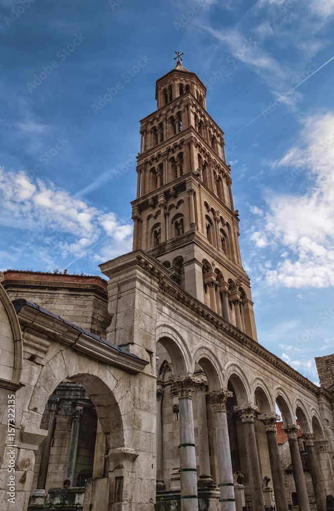 Cathedral of Saint Domnius, Dujam, Duje, bell tower in old town, Split, Croatia