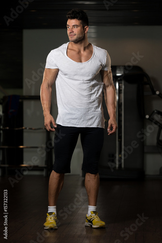 Portrait of Muscle Man in White T-shirt