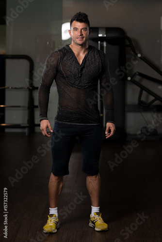 Portrait of Muscle Man in Black T-shirt