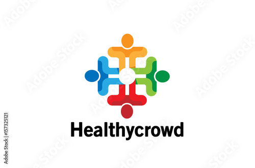 Colorful Abstract People Logo Design Illustration