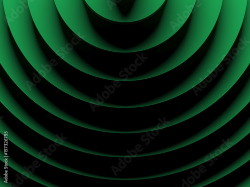 Green radial abstract background for graphic design, book cover template, business brochure, website template design. 3D illustration.