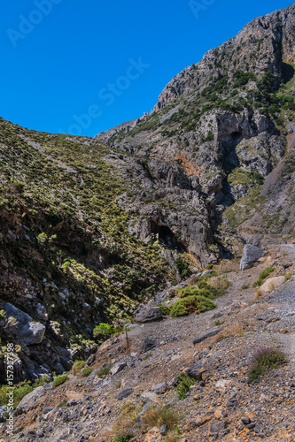 The Kourtaliotiko Gorge (or Asomatos Gorge) - gorge on the southern side of the western part of the island of Crete. Greece.