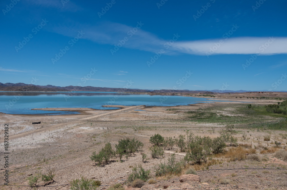 The lake formed by the El Mansour Eddahbi Barrage near Ouarzazate, Morocco