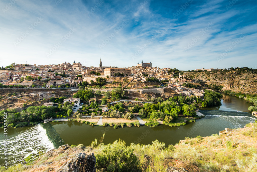 Vista over Toledo city and river Tagus, Spain