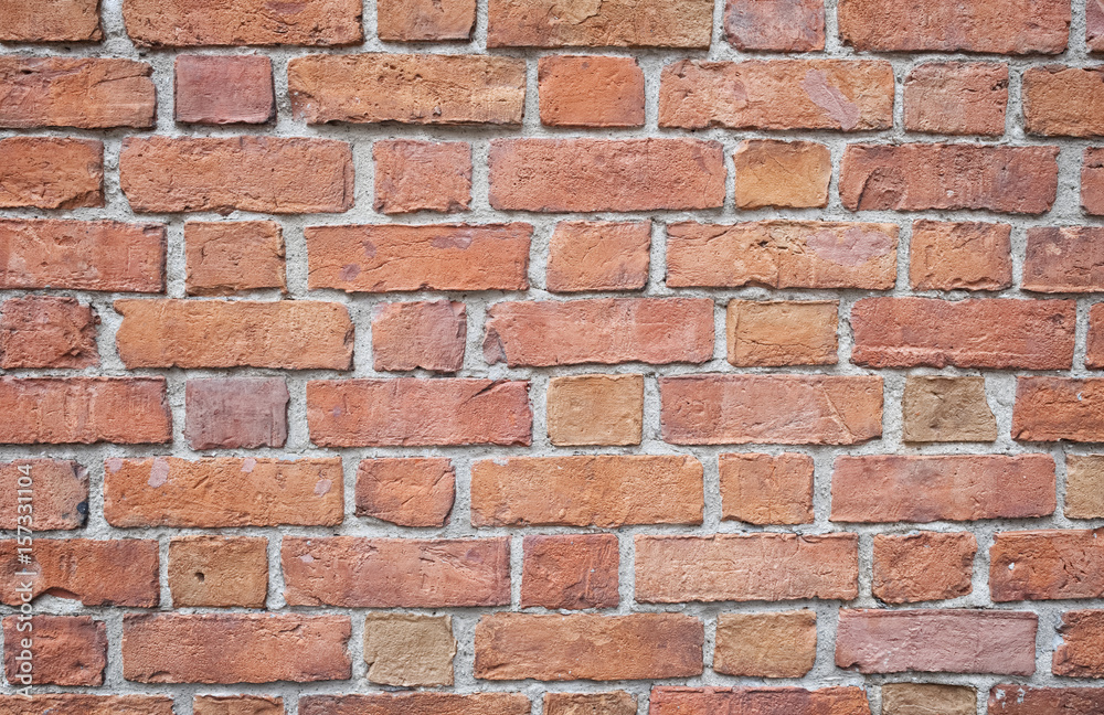Obraz premium Red bricks wall background. Wall of old building useful as backdrop. 