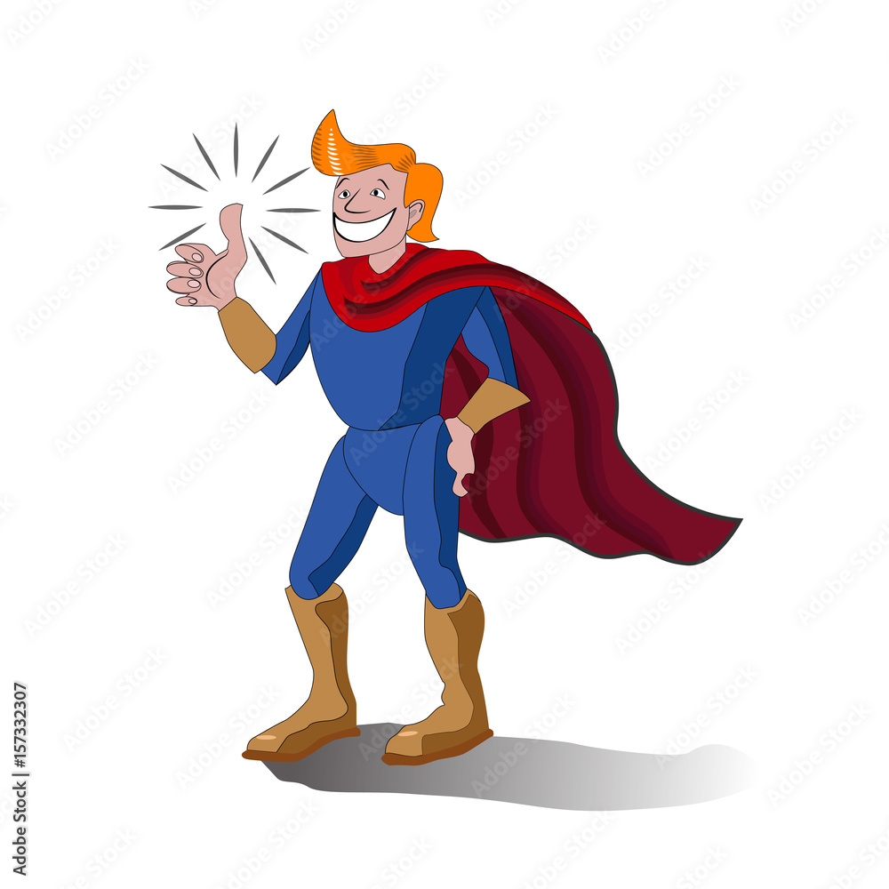 Super Hero with thumb up. Vector illustration isolated. Super Hero with thumb up. Vector illustration isolated.
