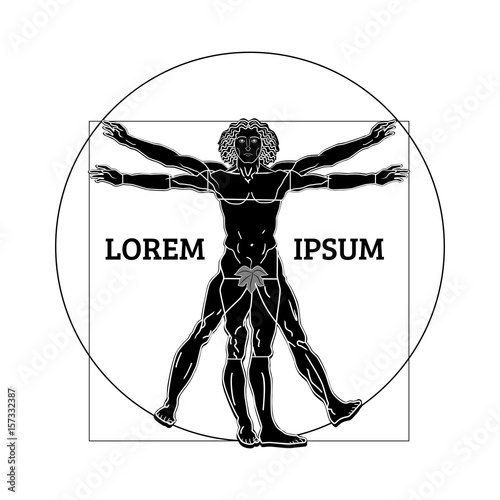 Vitruvian man silhouette symbol on a white background.