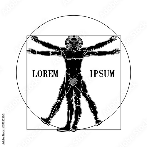 Vitruvian man silhouette symbol on a white background.