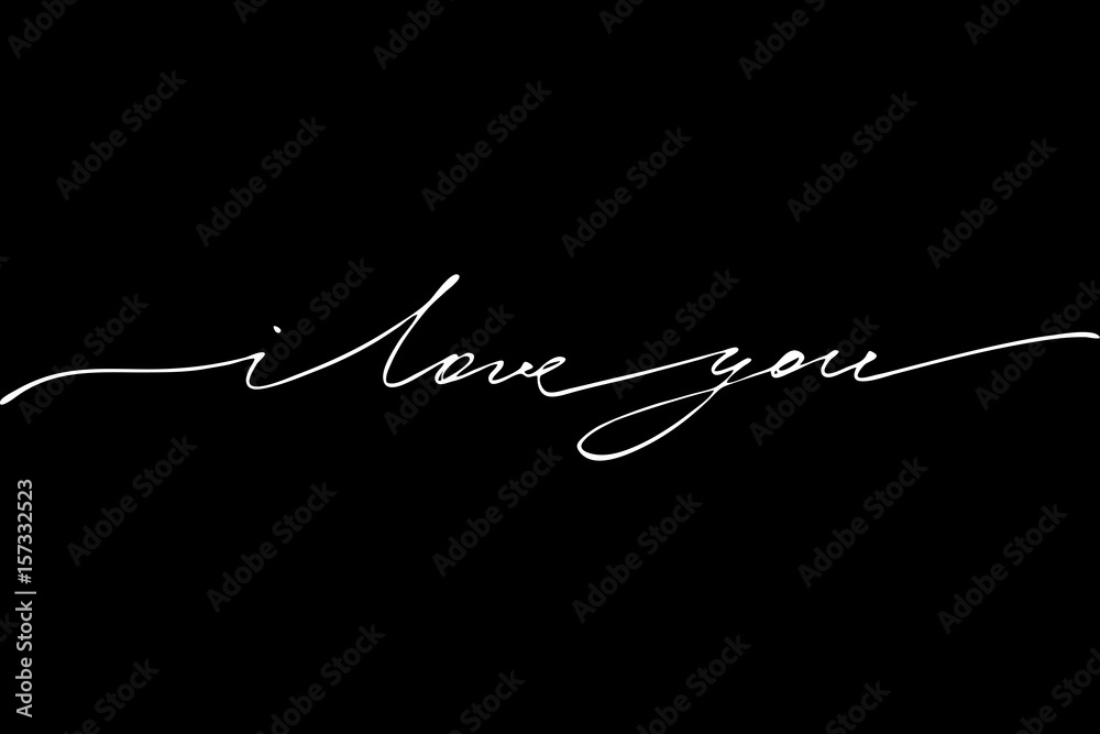 I love you. Handwritten text on black background, vector Stock Vector |  Adobe Stock