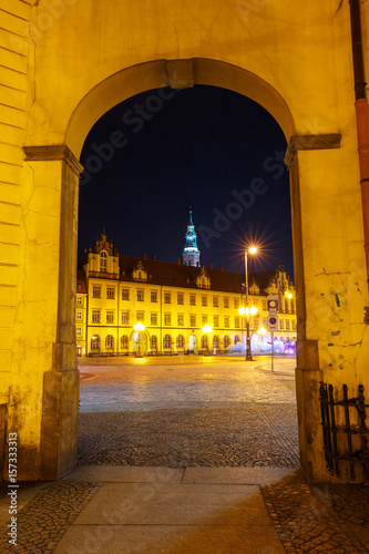 Night view of Market Square and Town Hall in Wroclaw