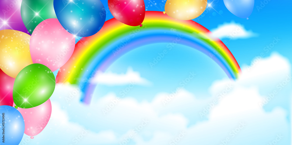 風船 虹 空 背景 Stock Vector Adobe Stock