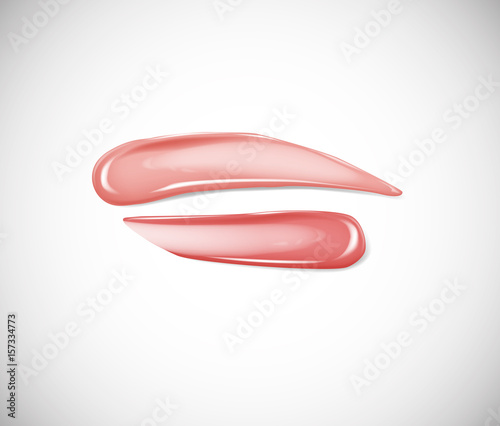 Collection of Smears lipstick, liquid foundation or caramel cream isolated on light background for advertising flyer, banner, leaflet. Beauty and cosmetics background.