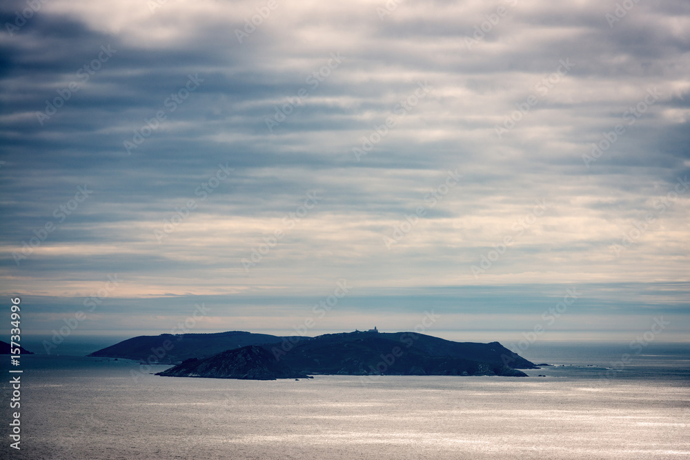 Silhouette of Ons Island in Galicia, Spain Silhouette of Ons Island in Galicia, Spain
