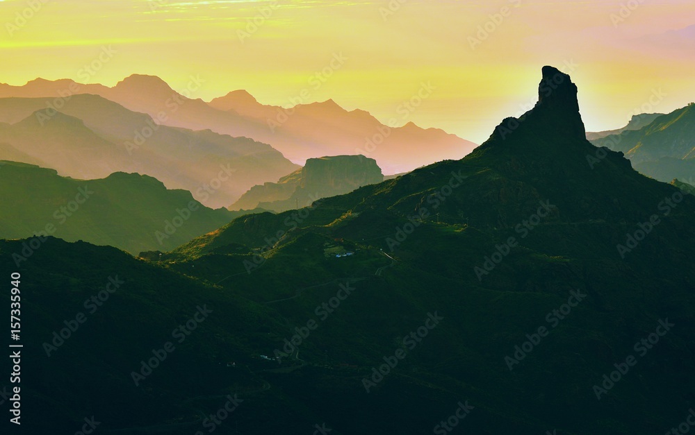 Mountains on Gran Canaria. Sunset.