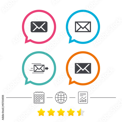 Mail envelope icons. Message symbols.