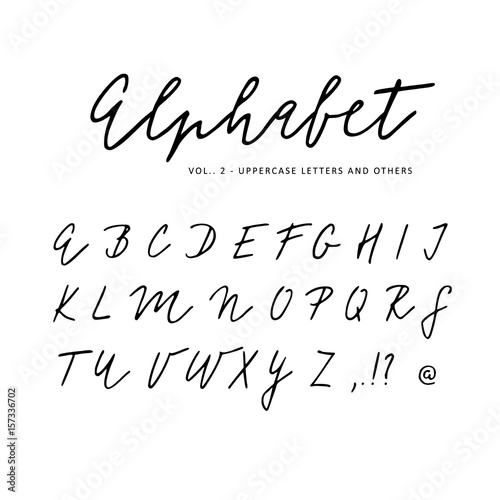 Hand drawn vector alphabet. Signature script brush font. Isolated letters written with marker, ink. Calligraphy, lettering.