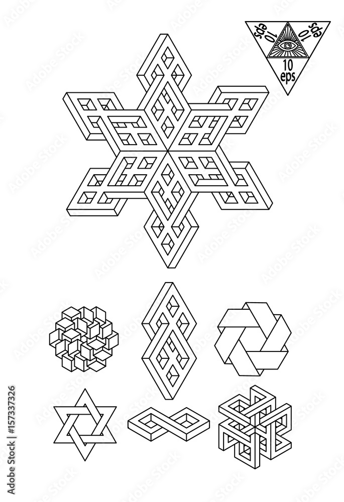 Impossible geometry symbols vector set. Impossible geometry symbols vector set.