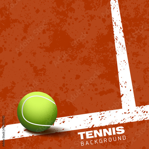 Tennis ball on court vector illustration background