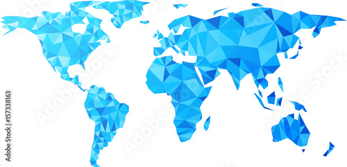 Fototapeta Naklejka Na Ścianę i Meble -  Blue geometric abstract world map.