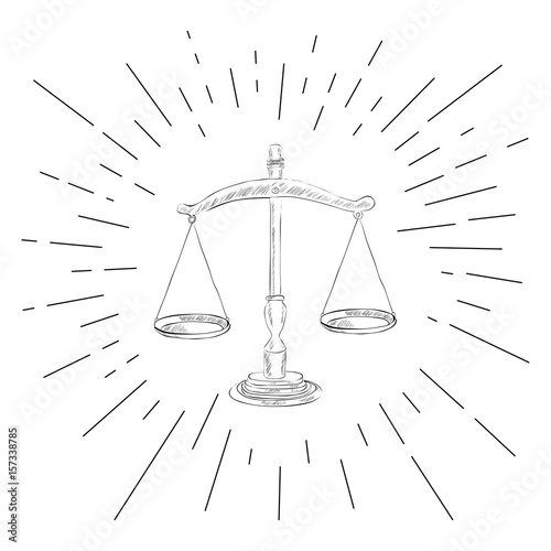Symbol of Justice - Icon of Law Scales Concept -  Vector Illustration  