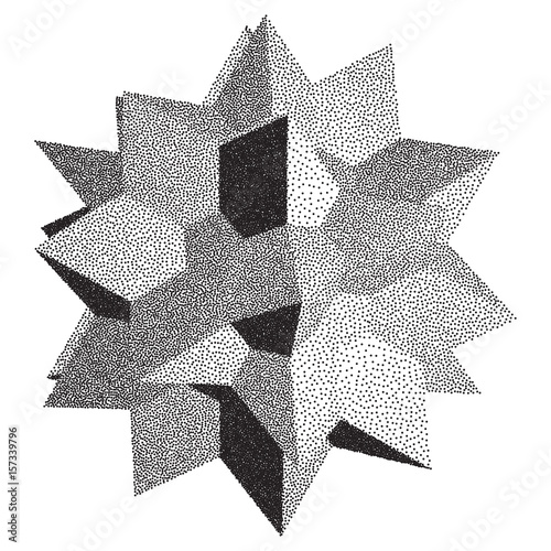 Vector Halftone Stippled Geometric Figure Illustration - 3D Stellate Polyhedron photo