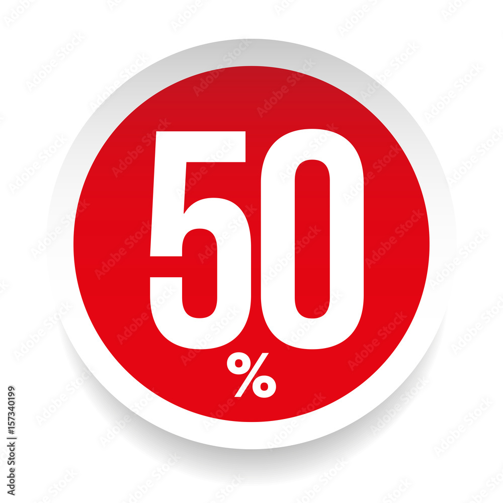 Fifty percent sale sticker Fifty percent sale sticker