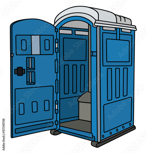 Blue plastic opened mobile toilet