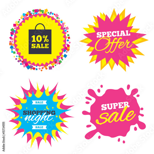 10 percent sale bag tag sign icon.