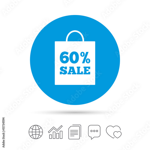 60 percent sale bag tag sign icon.